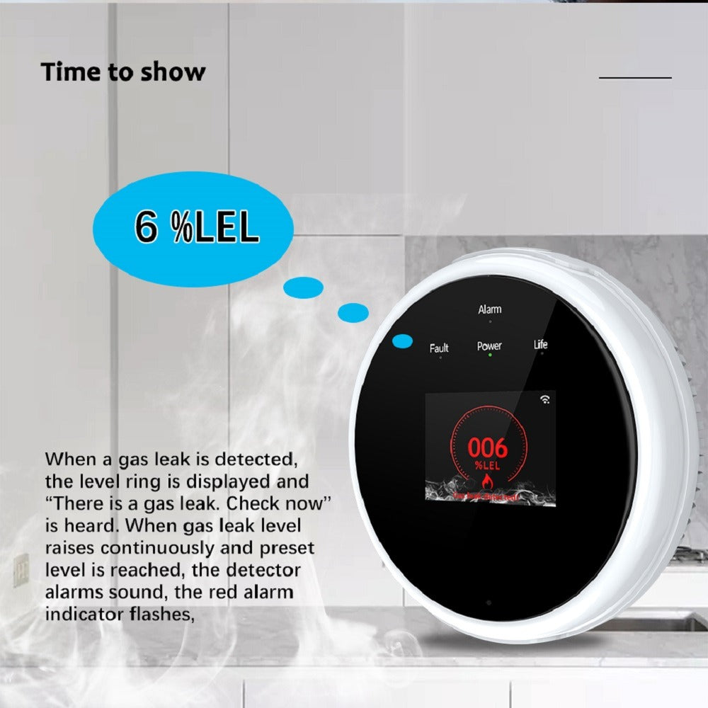 Intelligent WiFi Natural Gas Sensor, Household Combustible Gas Alarm Detector for Leak Detection