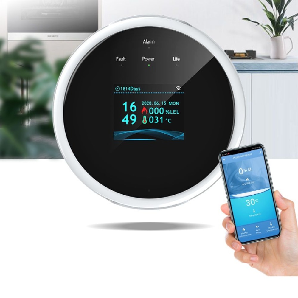 Intelligent WiFi Natural Gas Sensor, Household Combustible Gas Alarm Detector for Leak Detection